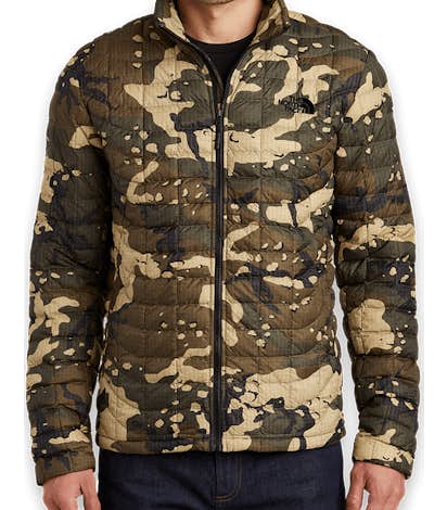 The North Face Camo ThermoBall Trekker Jacket - Burnt Olive Green Woodchip Paint