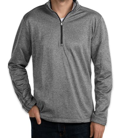 Adidas Brushed Terry Heather Quarter Zip Pullover - Mid Grey Heather / Black