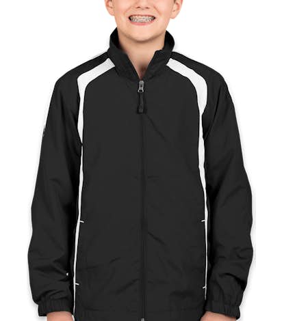 Sport-Tek Youth Full Zip Colorblock Warm-Up Jacket - Black / White