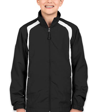 Sport-Tek Youth Full Zip Colorblock Warm-Up Jacket - Black / White