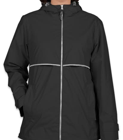 Charles River Women's New Englander Hooded Rain Jacket - Black / Reflective