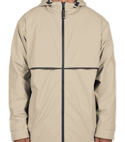 Charles River New Englander Hooded Rain Jacket - Taupe / Navy