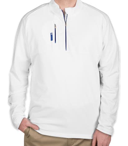 Adidas Golf Contrast Quarter Zip Pullover - White / Bright Royal