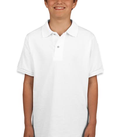 Jerzees Youth Spotshield 50/50 Jersey Polo - White