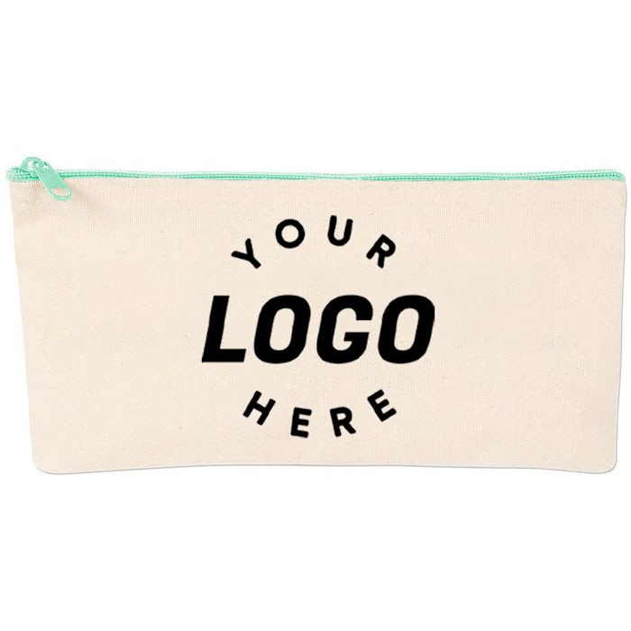 Large Natural Canvas Pouch with Colored Zipper