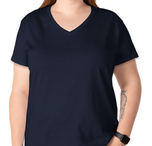Gildan Women's 100% Cotton V-Neck T-shirt - Color: Navy