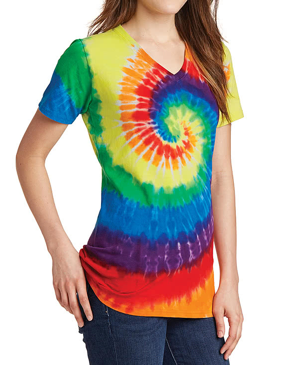 Custom Port & Company Women's Tie-Dye V-Neck T-shirt - Design Women's ...