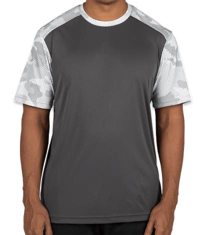 Sport-Tek CamoHex Colorblock Performance Shirt - Iron Grey / White