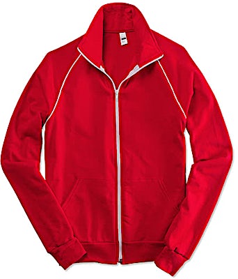 American Apparel USA-Made Fleece Track Jacket with White Piping
