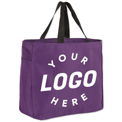 Port Authority Durable Side Pocket Poly Canvas Tote Bag