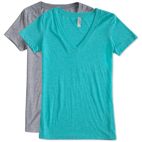 Next Level Women's Slim Fit Tri-Blend Deep V-Neck T-shirt