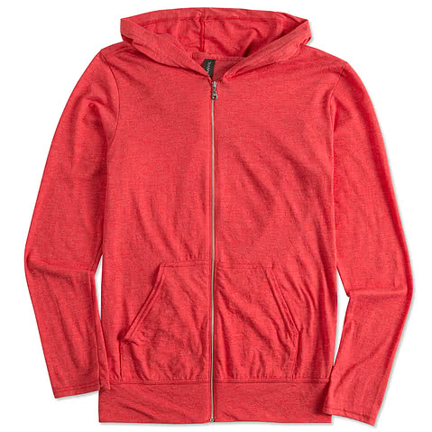 Anvil Tri-Blend Full Zip T-shirt Hoodie